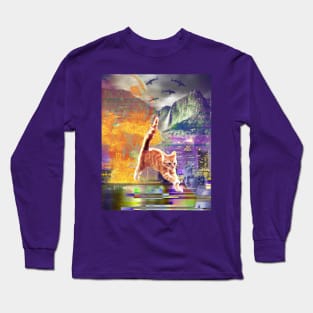 vaporwave cat Long Sleeve T-Shirt